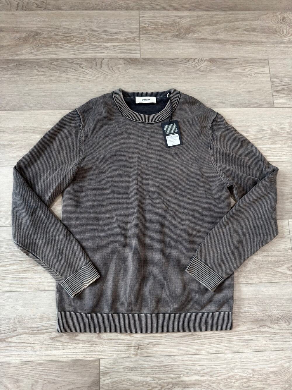 Buck Mason Timber Vintage Garment Dyed Ribbed Cotton Traveler Sweater Slim Fit L